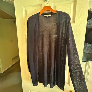 Loft Navy Linen Open Cardigan